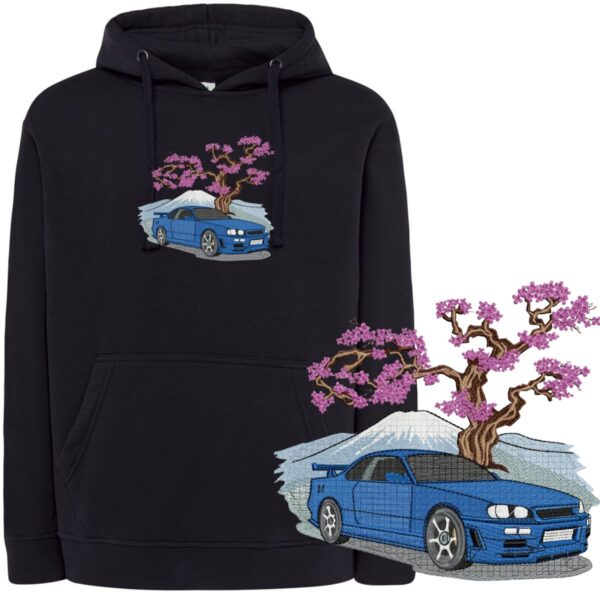 Bluza haftowana motoryzacyjna - Niebieskie auto Japonia