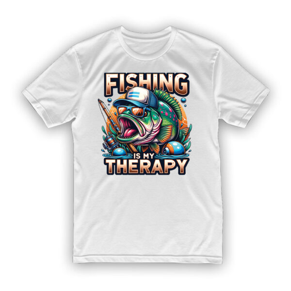 Koszulka dla wędkarza - Fishing is my therapy - obrazek 2