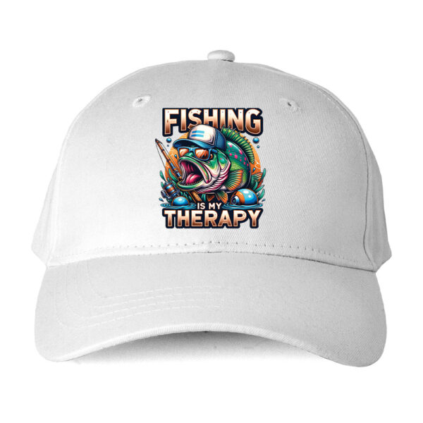 Czapka dla wędkarza bekowa – Fishing is my therapy - obrazek 2