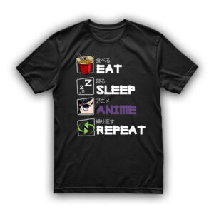 Bekowa koszulka z nadrukiem - Eat Sleep Anime Repeat