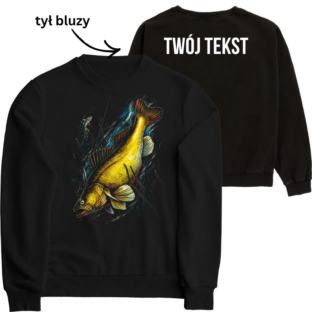 #51 Bluza bez kaptura prezent dla wędkarza – sandacz żółto zielony